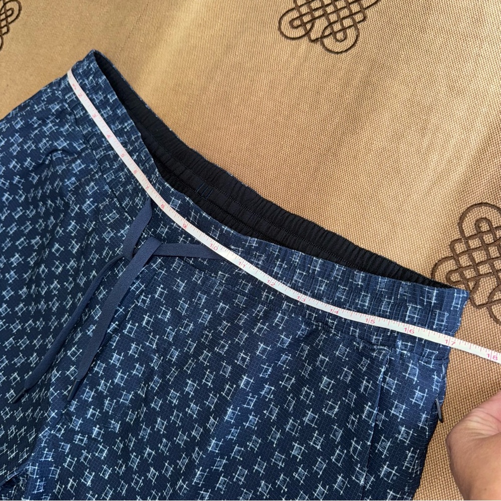 Lululemon Men'S Bowline Short Ikat Check White Tue Navy Size L - Picture 15 of 16